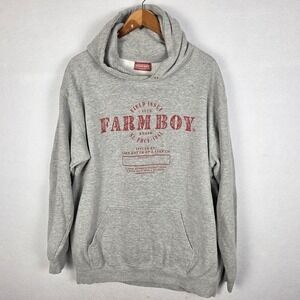 Farm Boy Brand Mens Hoodie Large Gray "Property Of" Heavyweight Sweatshirt Soft‎